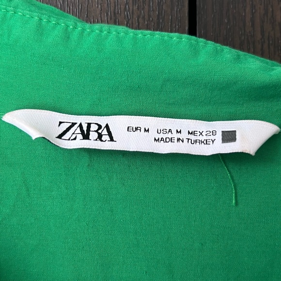 Zara Green Cotton Button Down Blouse - Picture 3 of 3